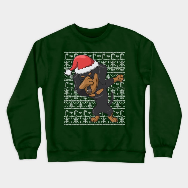 Dabbing Dachshund Ugly Christmas Sweater Crewneck Sweatshirt by E